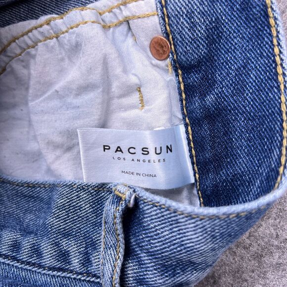 PacSun Jeans Womens 27 Blue High Rise Straight Distressed Raw Hem Button Fly - Picture 12 of 14